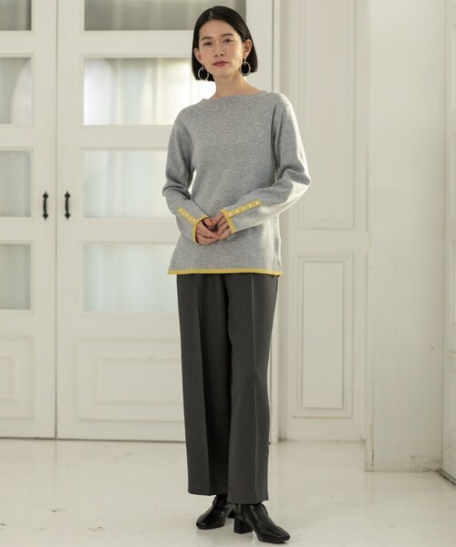 OPAQUE.CLIP（オペークドットクリップ）の「◆≪SS-LLsize≫ イージーワイドパンツ/メランジツイル【ストレッチ/イージーケア/洗濯機洗い可】（その他パンツ・レディース・ライトベージュ/ブラック/チャコールグレー・40/42/38/36/34）」の10枚目の写真