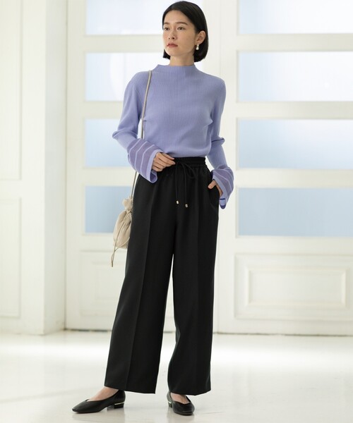 OPAQUE.CLIP（オペークドットクリップ）の「◆≪SS-LLsize≫ イージーワイドパンツ/メランジツイル【ストレッチ/イージーケア/洗濯機洗い可】（その他パンツ・レディース・ライトベージュ/ブラック/チャコールグレー・40/42/38/36/34）」の12枚目の写真