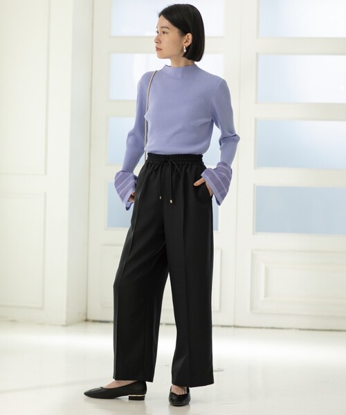 OPAQUE.CLIP（オペークドットクリップ）の「◆≪SS-LLsize≫ イージーワイドパンツ/メランジツイル【ストレッチ/イージーケア/洗濯機洗い可】（その他パンツ・レディース・ライトベージュ/ブラック/チャコールグレー・40/42/38/36/34）」の14枚目の写真