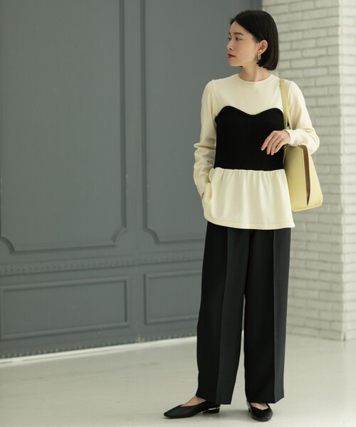 OPAQUE.CLIP（オペークドットクリップ）の「◆≪SS-LLsize≫ イージーワイドパンツ/メランジツイル【ストレッチ/イージーケア/洗濯機洗い可】（その他パンツ・レディース・ライトベージュ/ブラック/チャコールグレー・40/42/38/36/34）」の18枚目の写真