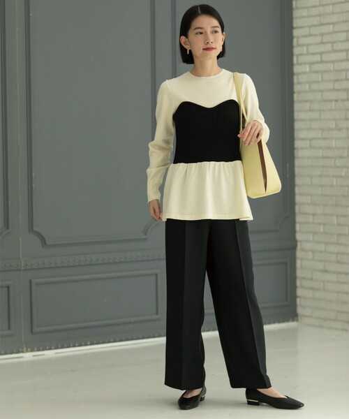 OPAQUE.CLIP（オペークドットクリップ）の「◆≪SS-LLsize≫ イージーワイドパンツ/メランジツイル【ストレッチ/イージーケア/洗濯機洗い可】（その他パンツ・レディース・ライトベージュ/ブラック/チャコールグレー・40/42/38/36/34）」の19枚目の写真