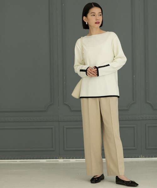 OPAQUE.CLIP（オペークドットクリップ）の「◆≪SS-LLsize≫ イージーワイドパンツ/メランジツイル【ストレッチ/イージーケア/洗濯機洗い可】（その他パンツ・レディース・ライトベージュ/ブラック/チャコールグレー・40/42/38/36/34）」の22枚目の写真