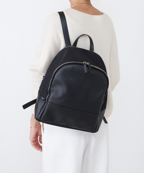 BEARDSLEY（ビアズリー）の「《PCやタブレットも入る・通勤にも》レザーコンビリュック（バックパック/リュック・レディース・ブラック・フリー）」の22枚目の写真