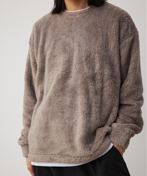 AZUL by moussy（アズールバイマウジー）の「フェイクレイヤードボアトップス（スウェット・メンズ・ライトカーキ/オフホワイト/ブラック・LARGE/MEDIUM）」の3枚目の写真