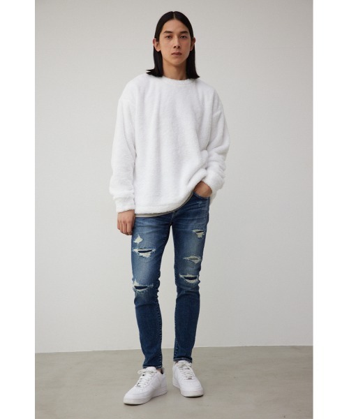 AZUL by moussy（アズールバイマウジー）の「フェイクレイヤードボアトップス（スウェット・メンズ・ライトカーキ/オフホワイト/ブラック・LARGE/MEDIUM）」の6枚目の写真