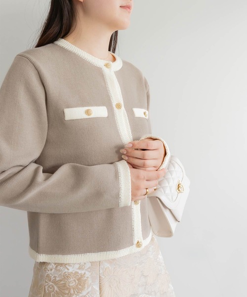 RANDA（ランダ）の「ジャケットライクニットカーディガン（カーディガン/ボレロ・レディース・ベージュ/ホワイト/ホワイト系その他・FREE）」の3枚目の写真