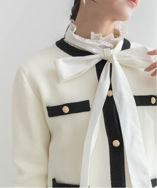 RANDA（ランダ）の「ジャケットライクニットカーディガン（カーディガン/ボレロ・レディース・ベージュ/ホワイト/ホワイト系その他・FREE）」の5枚目の写真