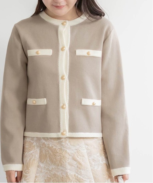 RANDA（ランダ）の「ジャケットライクニットカーディガン（カーディガン/ボレロ・レディース・ベージュ/ホワイト/ホワイト系その他・FREE）」の7枚目の写真