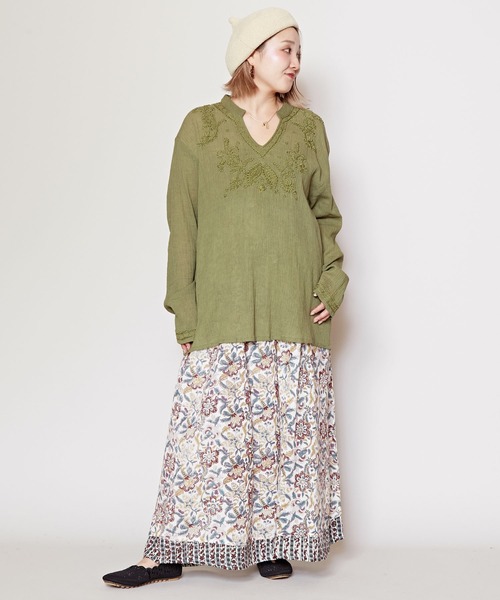 チャイハネ（チャイハネ）の「【チャイハネ】ラクノウ刺繍トップスL（その他トップス・レディース・ピンク/ホワイト/ネイビー/カーキ・FREE）」の5枚目の写真