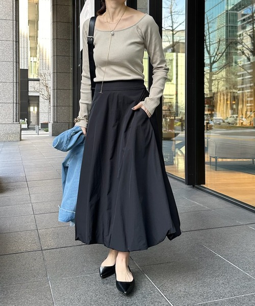 DouDou(ドゥドゥ)の「ワイドテレコスクエアプルオーバー(Tシャツ/カットソー・レディース・ベージュ/オフホワイト/ブラック・FREE)」の14枚目の写真