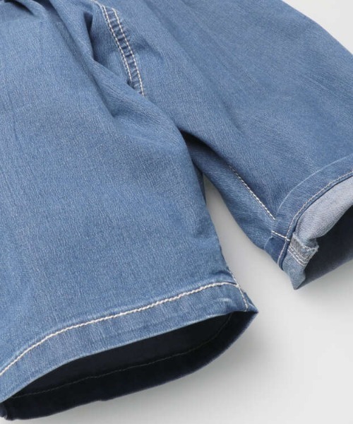 Moujonjon(ムージョンジョン)の「ストレッチデニム6分丈タックハーフパンツ(デニムパンツ・キッズ・ブルー・120/110/100/90/140/130)」の10枚目の写真