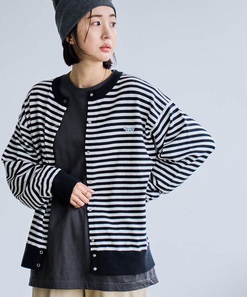 PENNEYS（ぺニーズ）の「PENNEYS（ぺニーズ）別注天竺ニットスナップカーディガン（カーディガン/ボレロ・レディース・オフホワイト/ライム/オレンジ/その他1/ロイヤルブルー・M/L）」の5枚目の写真