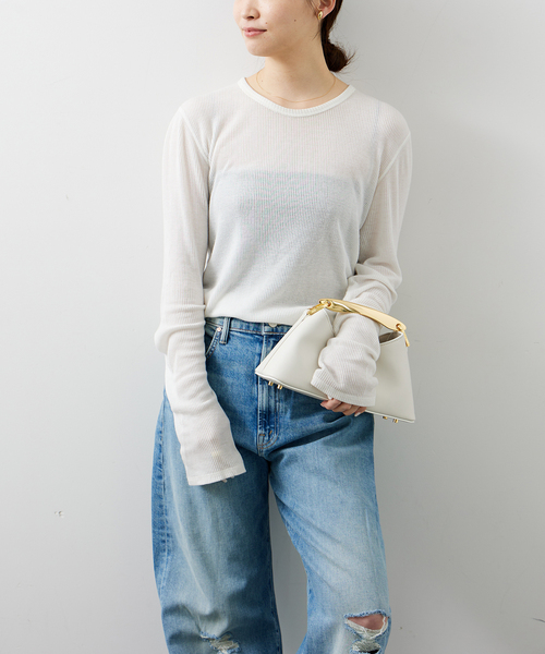 Deuxieme Classe(ドゥーズィエムクラス)の「追加テレコ ロングスリーブ プルオーバー(Tシャツ/カットソー・レディース・グレー/ブラック/ホワイト・FREE)」の5枚目の写真