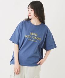 CUBE SUGAR（キューブシュガー）の「コットンカットソー裾タックロゴ刺繍ビッグTシャツ（Tシャツ/カットソー）」