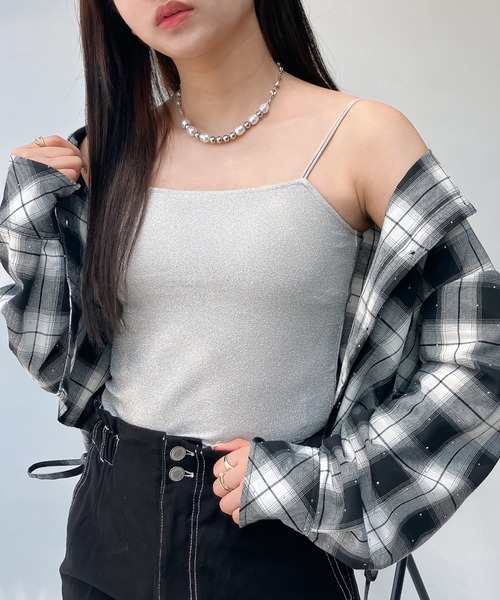 AS KNOW AS plus(アズノゥアズプラス)の「◎カップ付きアソートキャミソール(キャミソール・レディース・ブラック/オフホワイト/サックスブルー/ピンク系/ブラック系/アイボリー系/ホワイト系1/ブラック系1/ブラック系2/アイボリー系2/ピンク系1/シルバー/サックスブルー系/アイボリー系3・FREE)」の14枚目の写真