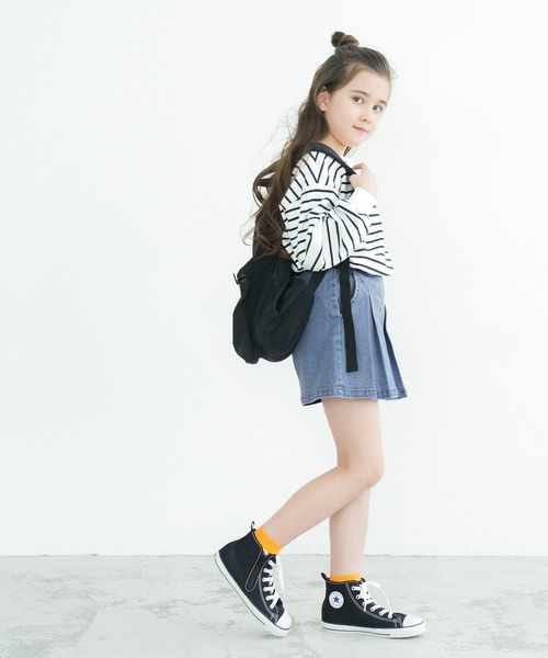 coca（coca）（コカ）の「キッズ デニムプリーツキュロットパンツ（デニムパンツ・キッズ・ブルー・140/130/120/110）」の2枚目の写真