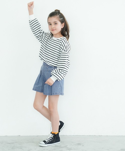 coca（coca）（コカ）の「キッズ デニムプリーツキュロットパンツ（デニムパンツ・キッズ・ブルー・140/130/120/110）」の7枚目の写真