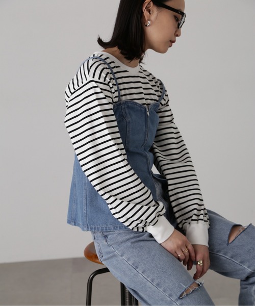 FREE'S MART（フリーズマート）の「フロントジップデニムキャミビスチェ（ベスト・レディース・ケミカルウォッシュ/インディゴブルー・FREE）」の11枚目の写真