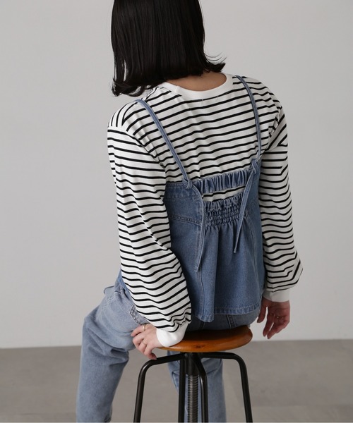 FREE'S MART（フリーズマート）の「フロントジップデニムキャミビスチェ（ベスト・レディース・ケミカルウォッシュ/インディゴブルー・FREE）」の13枚目の写真