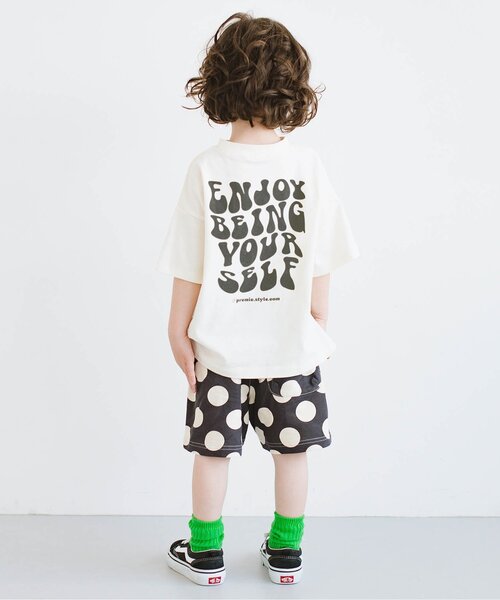 p.premier(ピードットプルミエ)の「グラフィックプリント ワイド半袖Tシャツ(Tシャツ/カットソー・キッズ・オフホワイト/ブラック/ベビーピンク・80/90/100/110/120/130/140)」の4枚目の写真
