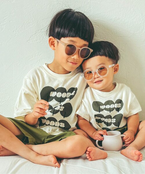 p.premier(ピードットプルミエ)の「グラフィックプリント ワイド半袖Tシャツ(Tシャツ/カットソー・キッズ・オフホワイト/ブラック/ベビーピンク・80/90/100/110/120/130/140)」の9枚目の写真