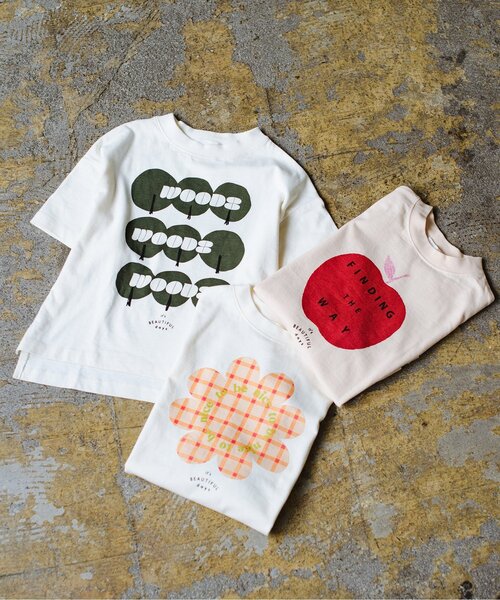 p.premier(ピードットプルミエ)の「グラフィックプリント ワイド半袖Tシャツ(Tシャツ/カットソー・キッズ・オフホワイト/ブラック/ベビーピンク・80/90/100/110/120/130/140)」の10枚目の写真