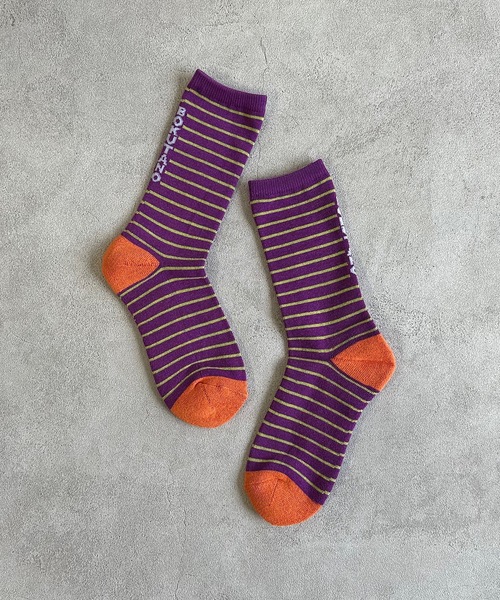 MARKEY'S（マーキーズ）の「【BOKU HA TANOSII】ボーダーソックス/23-25cm（ソックス/靴下・レディース・パープル/レッド・L）」の2枚目の写真