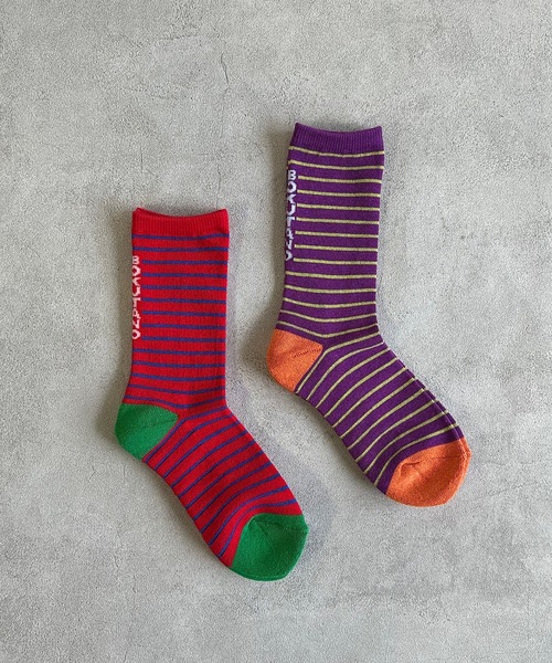 MARKEY'S（マーキーズ）の「【BOKU HA TANOSII】ボーダーソックス/23-25cm（ソックス/靴下・レディース・パープル/レッド・L）」の4枚目の写真