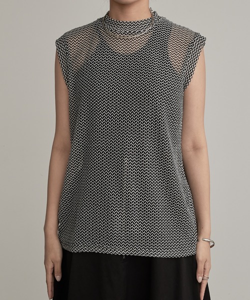 Lui's（ルイス）の「バイカラーメッシュタンクトップ（Tシャツ/カットソー・レディース・ブラック/ブラウン・FREE）」の9枚目の写真