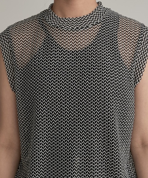 Lui's（ルイス）の「バイカラーメッシュタンクトップ（Tシャツ/カットソー・レディース・ブラック/ブラウン・FREE）」の3枚目の写真