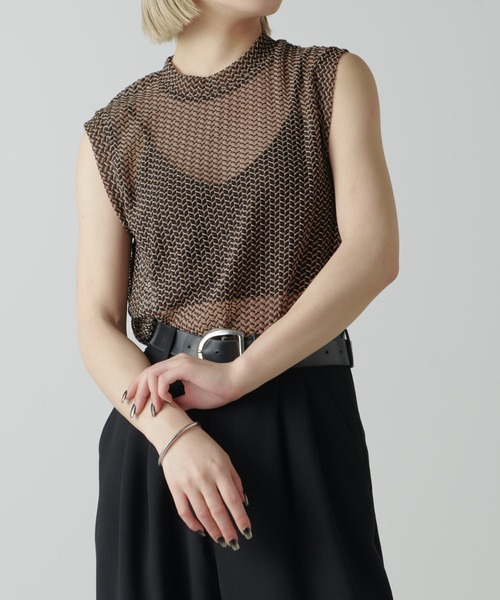 Lui's（ルイス）の「バイカラーメッシュタンクトップ（Tシャツ/カットソー・レディース・ブラック/ブラウン・FREE）」の18枚目の写真