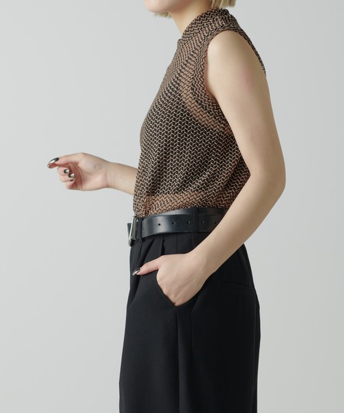 Lui's（ルイス）の「バイカラーメッシュタンクトップ（Tシャツ/カットソー・レディース・ブラック/ブラウン・FREE）」の16枚目の写真