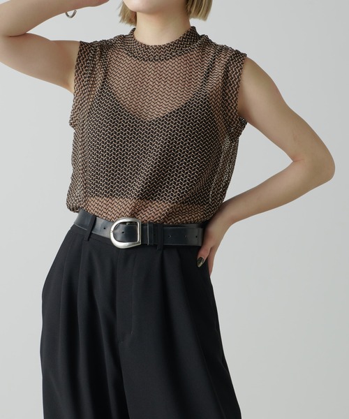 Lui's（ルイス）の「バイカラーメッシュタンクトップ（Tシャツ/カットソー・レディース・ブラック/ブラウン・FREE）」の14枚目の写真