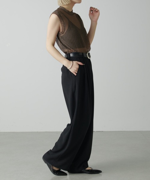 Lui's（ルイス）の「バイカラーメッシュタンクトップ（Tシャツ/カットソー・レディース・ブラック/ブラウン・FREE）」の17枚目の写真