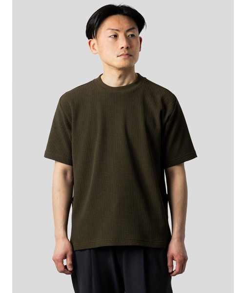 narifuri（ナリフリ）の「マルチワッフルクルーネックTシャツ（Tシャツ/カットソー・メンズ・ホワイト/ブラック/チョコ/グレー/オートミール/ダークグレー/ライトピンク/カーキ/チャコール/ライトグレー/ターコイズブルー・MEDIUM/LARGE/X-LARGE/SMALL）」の9枚目の写真