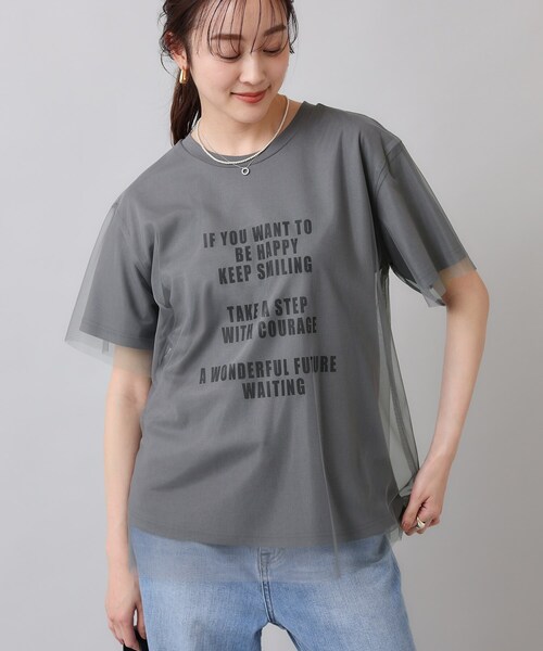 セール】【カジュアル／シアー】チュールロゴTシャツ（Tシャツ