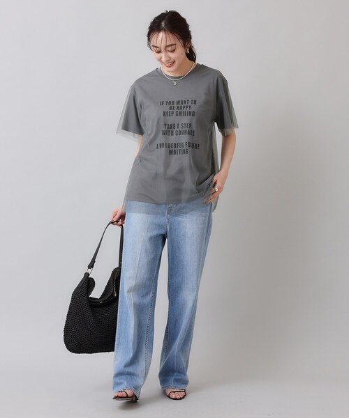 セール】【カジュアル／シアー】チュールロゴTシャツ（Tシャツ