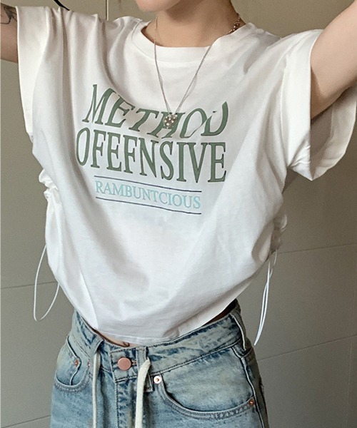 クロップド丈 ロゴプリントTシャツ culw661（Tシャツ/カットソー