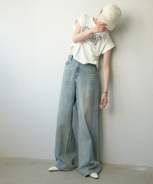 c.u.l(シーユーエル)の「クロップド丈 ロゴプリントTシャツ culw661(Tシャツ/カットソー・レディース・グレー/ホワイト・L/M)」の11枚目の写真