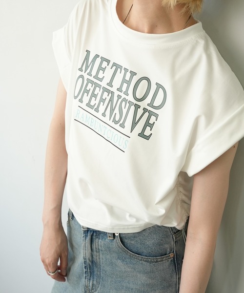 c.u.l(シーユーエル)の「クロップド丈 ロゴプリントTシャツ culw661(Tシャツ/カットソー・レディース・グレー/ホワイト・L/M)」の12枚目の写真