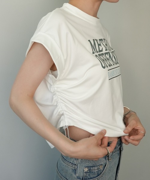 c.u.l(シーユーエル)の「クロップド丈 ロゴプリントTシャツ culw661(Tシャツ/カットソー・レディース・グレー/ホワイト・L/M)」の16枚目の写真