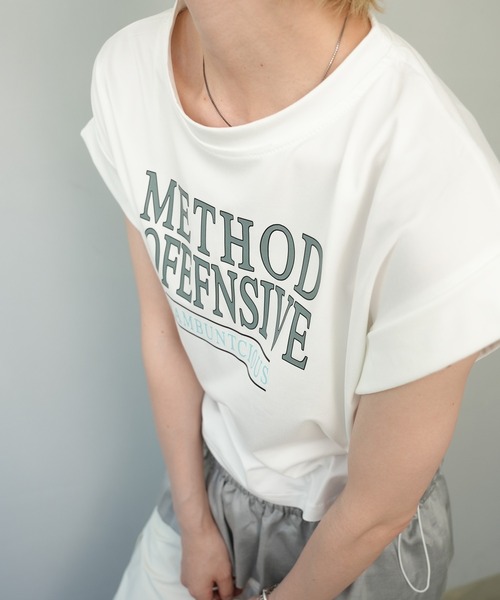 c.u.l(シーユーエル)の「クロップド丈 ロゴプリントTシャツ culw661(Tシャツ/カットソー・レディース・グレー/ホワイト・L/M)」の17枚目の写真