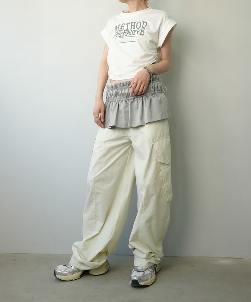 c.u.l(シーユーエル)の「クロップド丈 ロゴプリントTシャツ culw661(Tシャツ/カットソー・レディース・グレー/ホワイト・L/M)」の21枚目の写真