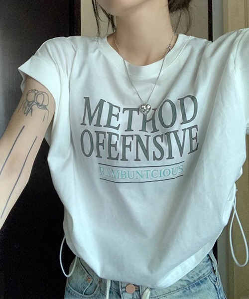 c.u.l(シーユーエル)の「クロップド丈 ロゴプリントTシャツ culw661(Tシャツ/カットソー・レディース・グレー/ホワイト・L/M)」の4枚目の写真