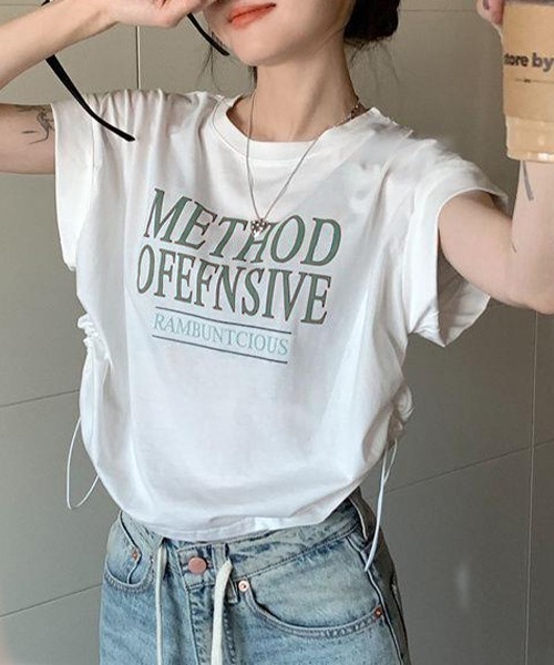 c.u.l(シーユーエル)の「クロップド丈 ロゴプリントTシャツ culw661(Tシャツ/カットソー・レディース・グレー/ホワイト・L/M)」の5枚目の写真