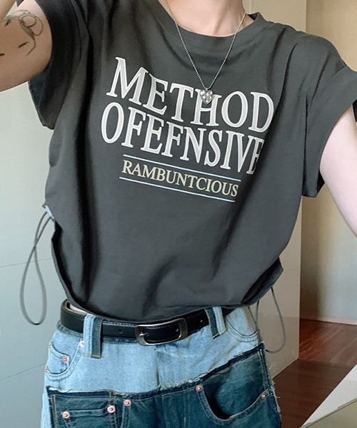 c.u.l(シーユーエル)の「クロップド丈 ロゴプリントTシャツ culw661(Tシャツ/カットソー・レディース・グレー/ホワイト・L/M)」の9枚目の写真