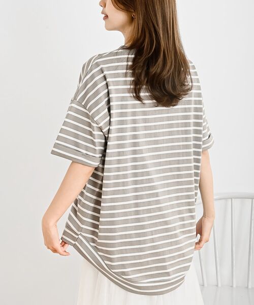 rps（アールピーエス）の「ターンバックボーダードルマンプルオーバー（Tシャツ/カットソー・レディース・ネイビー/ミント/ベージュ/ピンク/ブラック/ブルー/イエロー・フリー）」の8枚目の写真