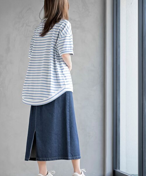 rps（アールピーエス）の「ターンバックボーダードルマンプルオーバー（Tシャツ/カットソー・レディース・ネイビー/ミント/ベージュ/ピンク/ブラック/ブルー/イエロー・フリー）」の12枚目の写真