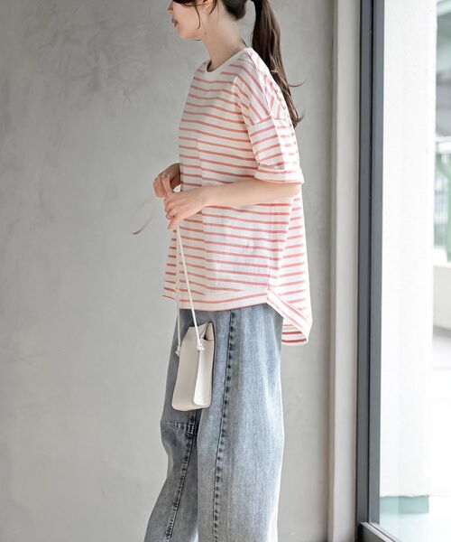 rps（アールピーエス）の「ターンバックボーダードルマンプルオーバー（Tシャツ/カットソー・レディース・ネイビー/ミント/ベージュ/ピンク/ブラック/ブルー/イエロー・フリー）」の19枚目の写真