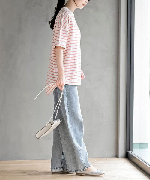 rps（アールピーエス）の「ターンバックボーダードルマンプルオーバー（Tシャツ/カットソー・レディース・ネイビー/ミント/ベージュ/ピンク/ブラック/ブルー/イエロー・フリー）」の21枚目の写真